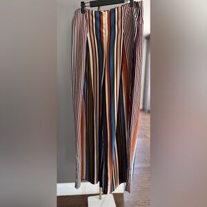 Flying Tomato A Calin Luxe Striped Palazzo Pants High Rise Wide Leg Boho Retro L